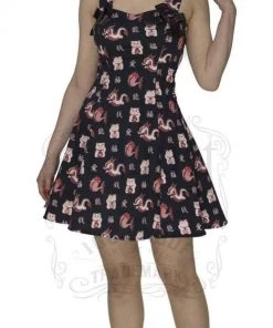 Dr Faust DRESSES Lucky Cat Good Luck Mini Dress - Iris