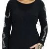 Dr Faust White Snake Long Sleeved Black Mini Dress - Serena