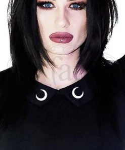 Dr Faust Subtle Crescent Moon Collar Black Maxi Dress - Kailani DRESSES