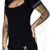 Dr Faust DRESSES Anchor And Ropes Short Sleeve Black Mini Dress - Nathaly