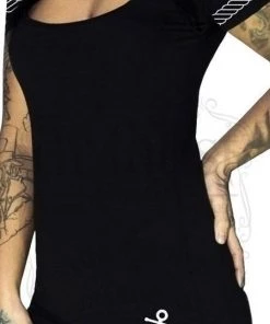 Dr Faust DRESSES Anchor And Ropes Short Sleeve Black Mini Dress - Nathaly