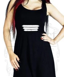 Dr Faust Three Military Stripes Black Mini Dress - Jaelynn
