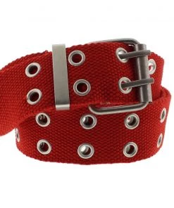 Dr Faust 2-Row Eyelets Red Canvas Webbing Belt - Carter ACCESSORIES