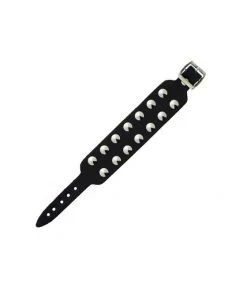 Dr Faust 2-Row Conical Studded Black Vegan Leather Bracelet - Brady