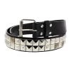 Dr Faust ACCESSORIES 2-Row Pyramid Studded Black Vegan Leather Belt - Luka