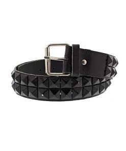 Dr Faust ACCESSORIES 2-Row Pyramid Studded Black Leather Belt - Ronan