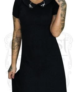 Dr Faust DRESSES Scorpions On Collar Long Black Maxi Dress - Natasha