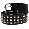 Dr Faust 3-Row Conical Studded Black Leather Belt - Kane
