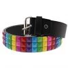 Dr Faust ACCESSORIES 3-Row Rainbow Pyramid Chessboard Black Leather Belt - Kameron
