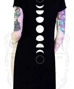 Dr Faust Moon Phase Black High Split Maxi Dress - Maliyah DRESSES