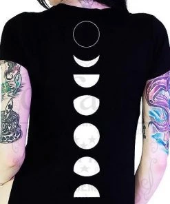 Dr Faust Moon Phase Black High Split Maxi Dress - Maliyah DRESSES