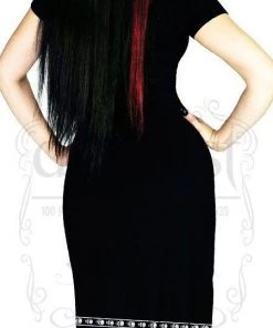 Dr Faust DRESSES White Skulls Black High Split Dress - Demi