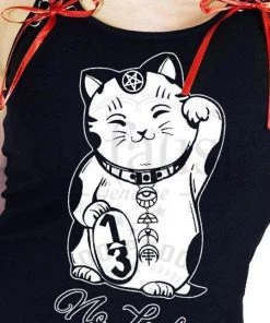 Dr Faust OMEN COLLECTIONNEW Japanese Out Of Luck Cat Women's Black Vest - Erika