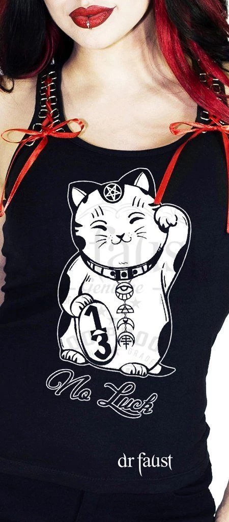 Dr Faust OMEN COLLECTIONNEW Japanese Out Of Luck Cat Women's Black Vest - Erika 4 Dr Faust OMEN COLLECTIONNEW Japanese Out Of Luck Cat Women's Black Vest - Erika