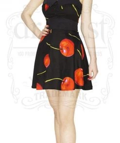 Dr Faust Red Cherry Black Mini Dress - Cherry DRESSES