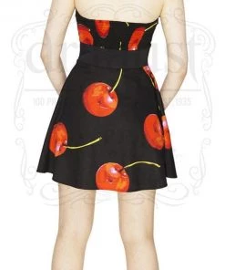 Dr Faust Red Cherry Black Mini Dress - Cherry DRESSES