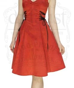 Dr Faust Raw Silk Red Midi Dress - Paige DRESSES