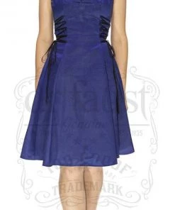 Dr Faust Raw Silk Navy Midi Dress - Molly
