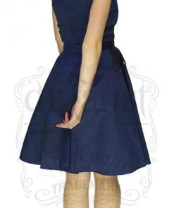 Dr Faust Raw Silk Navy Midi Dress - Molly