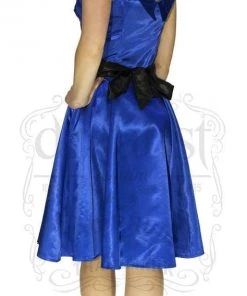 Dr Faust Draped Heart Silk Blue Midi Dress - Rylee DRESSES