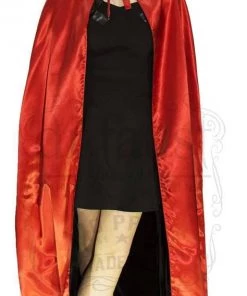 Dr Faust Black Velvet And Red Silk Reversible Hooded Cape - Lola DRESSES