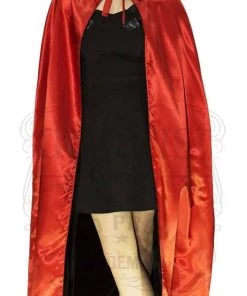Dr Faust Red Silk And Black Velvet Reversible Pointed Hooded Cape - Juliana DRESSES