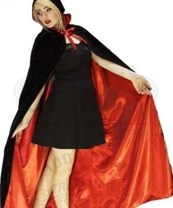 Dr Faust Red Silk And Black Velvet Reversible Pointed Hooded Cape - Juliana DRESSES 7 Dr Faust Red Silk And Black Velvet Reversible Pointed Hooded Cape - Juliana DRESSES