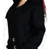 Dr Faust Metal Silver Moon Buttons Women's Black Hoodie - Zuri OMEN COLLECTIONNEW
