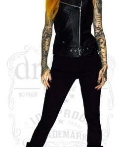 Dr Faust JACKETS Leather Black Biker Vest - Ran