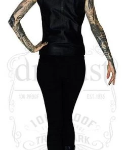 Dr Faust JACKETS Leather Black Biker Vest - Ran