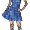 Dr Faust Alternative Blue Tartan Mini Dress - Lily DRESSES