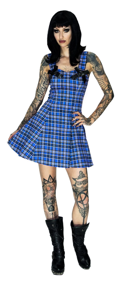 Dr Faust Alternative Blue Tartan Mini Dress - Lily DRESSES 3 Dr Faust Alternative Blue Tartan Mini Dress - Lily DRESSES