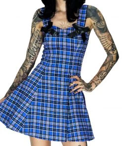 Dr Faust Alternative Blue Tartan Mini Dress - Lily DRESSES