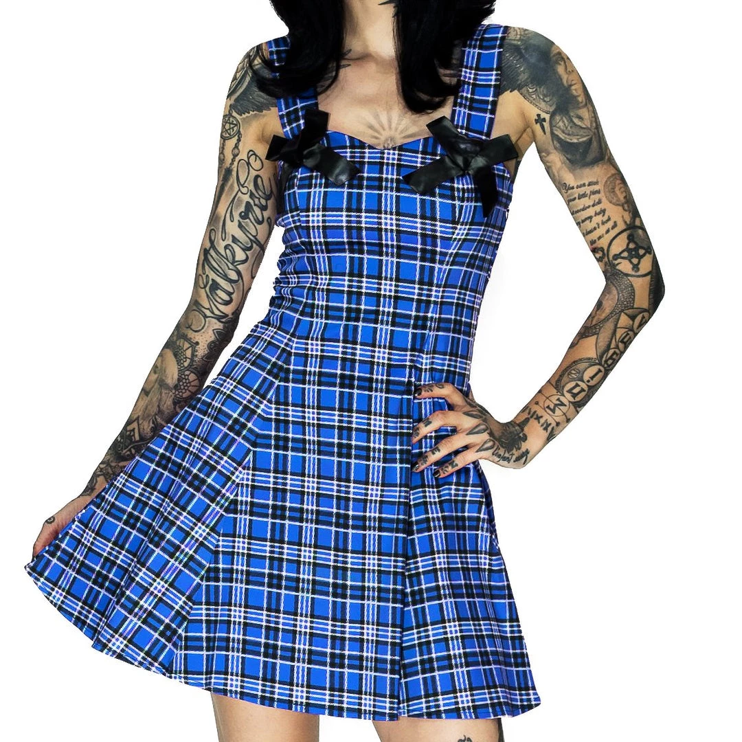 Dr Faust Alternative Blue Tartan Mini Dress - Lily DRESSES 4 Dr Faust Alternative Blue Tartan Mini Dress - Lily DRESSES
