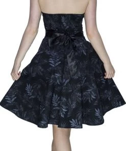 Dr Faust Dark Leaf Black Midi Dress - Annabelle