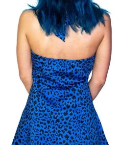Dr Faust Aqua Leopard Blue Mini Dress - Jessica DRESSES