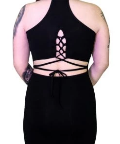 Dr Faust Beguiling Choker Bodycon Black Midi Dress - Londyn DRESSES