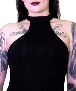 Dr Faust Beguiling Choker Bodycon Black Midi Dress - Londyn DRESSES