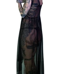 Dr Faust Bewitching Black Long Sheer Dress - Lacey