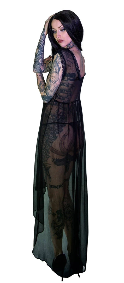 Dr Faust Bewitching Black Long Sheer Dress - Lacey 4 Dr Faust Bewitching Black Long Sheer Dress - Lacey