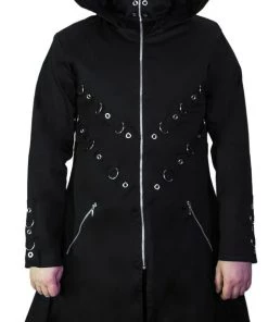 Dr Faust JACKETS D-Ring Black Goggles Long Cotton Coat - Cassius