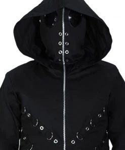 Dr Faust JACKETS D-Ring Black Goggles Long Cotton Coat - Cassius