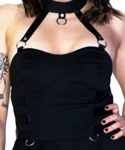 Dr Faust Bondage High Low Black Mini Dress - Ingrid 7 Dr Faust Bondage High Low Black Mini Dress - Ingrid