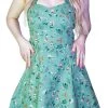 Dr Faust Bronze Flowers Vintage Green Midi Dress - Cassandra DRESSES