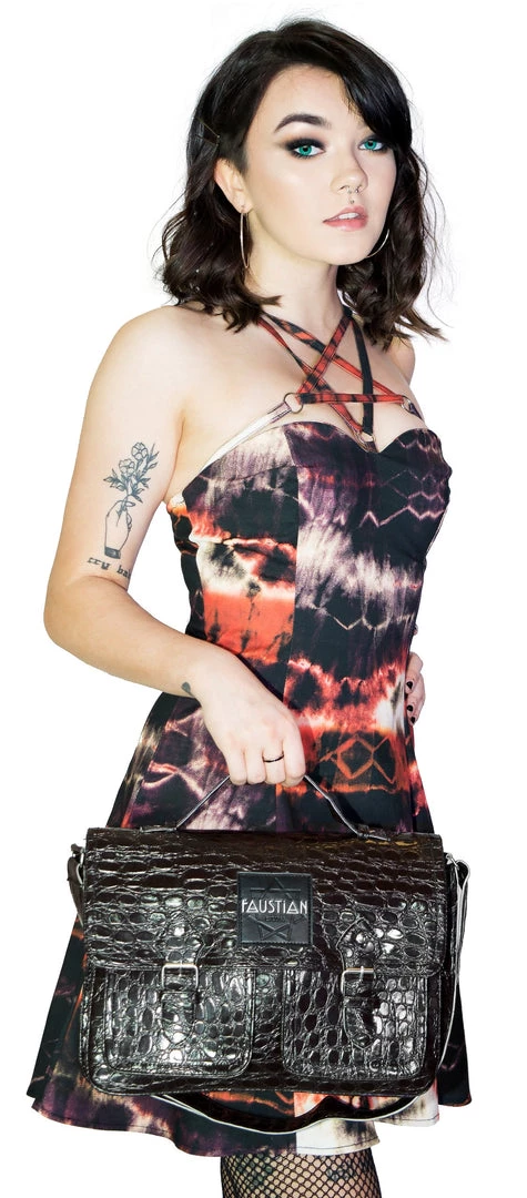 Dr Faust Brown Vegan Leather Cross Body Satchel Bag - Harlow