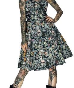Dr Faust DRESSES Candy Skulls Midi Dress - Vivian