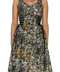 Dr Faust DRESSES Candy Skulls Midi Dress - Vivian