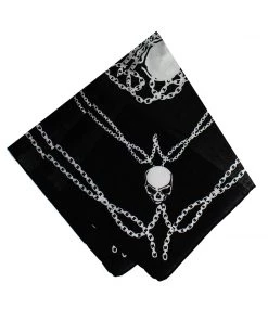 Dr Faust Chains & Skulls Black Cotton Bandana - Dale