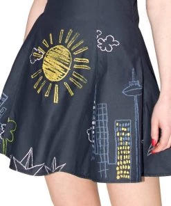 Dr Faust Chalk Board Drawings Flare Mini Dress - Lucia