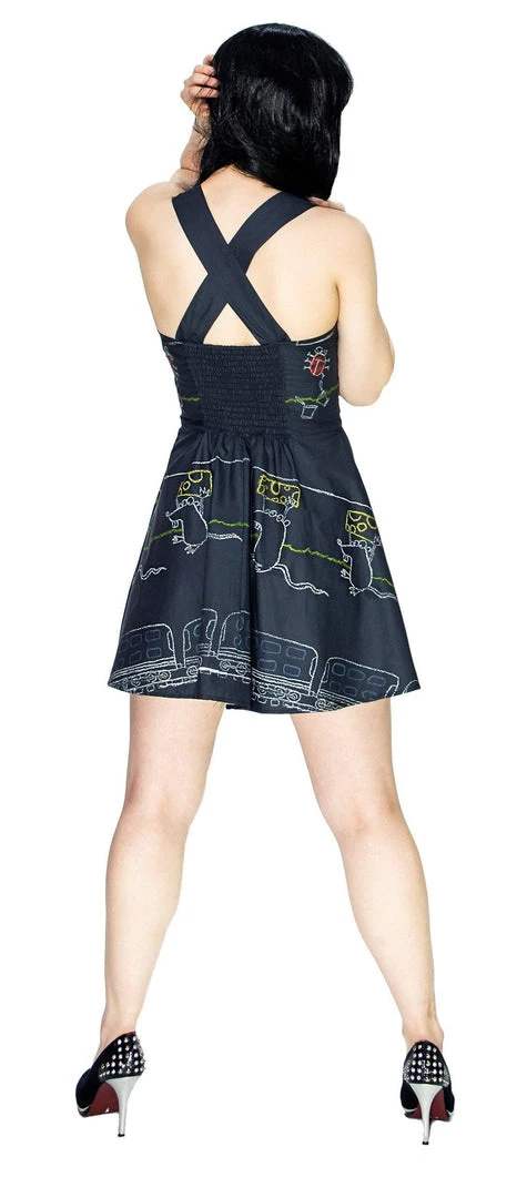 Dr Faust DRESSES Chalk Drawings Happy Grey Mini Dress - Erin